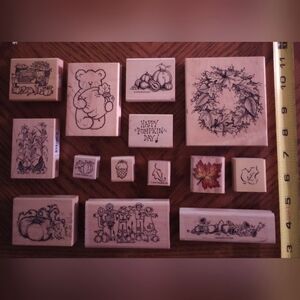 Fall theme Wooden rubber stamps
